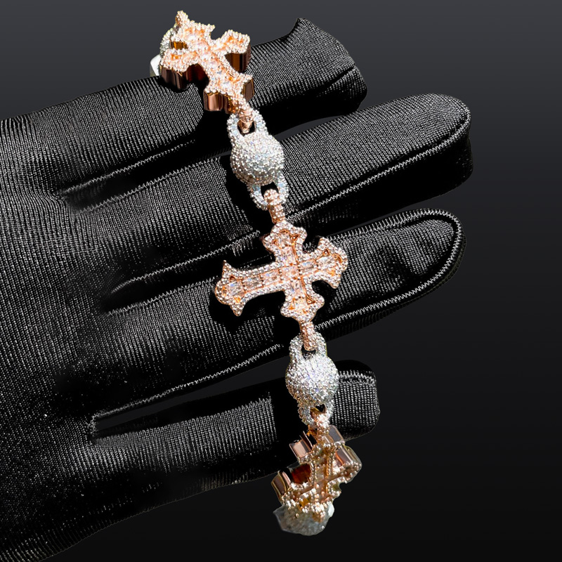 Iced Out Out Cross Bead Bracelet Gold With Street Luxury Shine - Image 6
