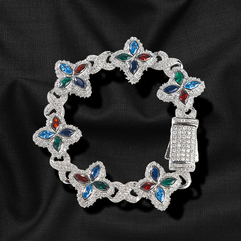 Iced Out Out 19mm Four-leaf Clover Infinity Bracelet In White Gold Plating - Image 4
