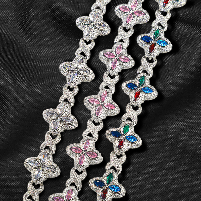 Iced Out Out 19mm Four-leaf Clover Infinity Bracelet In White Gold Plating - Image 6