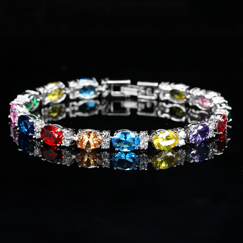6mm Iced Out Out Oval & Round Cut Sapphire/emerald/multi-color Tennis - Image 3