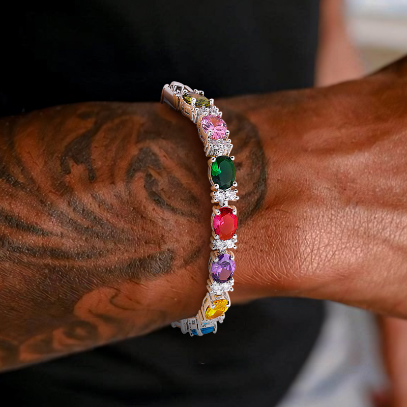 6mm Iced Out Out Oval & Round Cut Sapphire/emerald/multi-color Tennis - Image 5