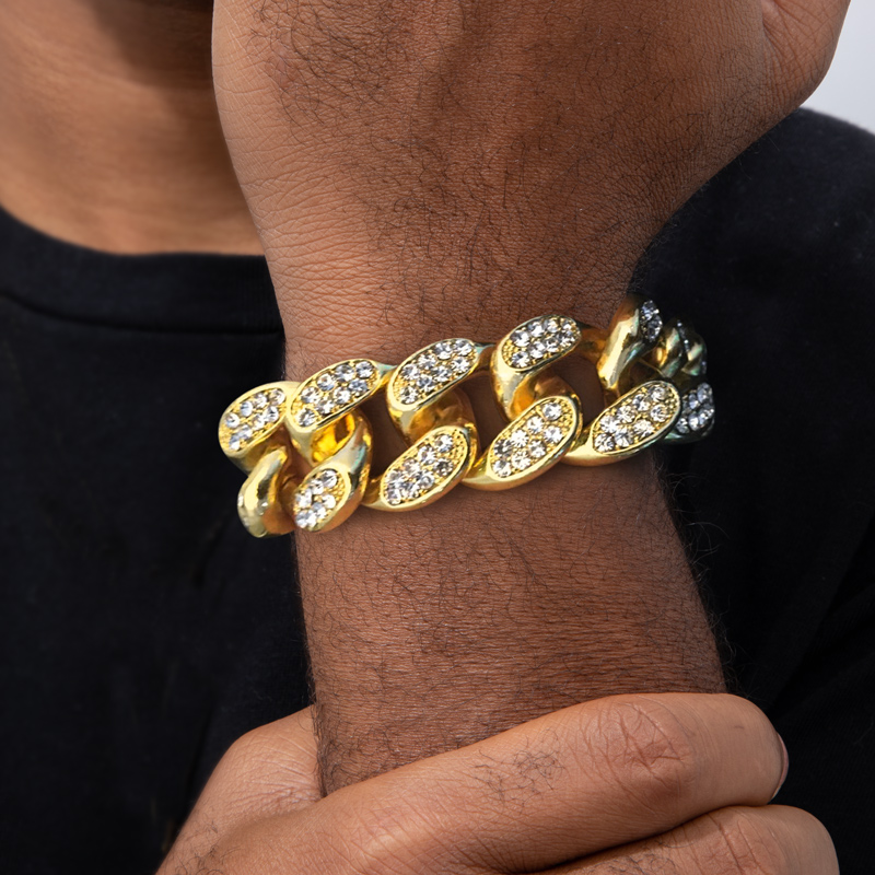 20mm Iced Out Out Miami Cuban Bracelet Gold With Street Luxury Shine