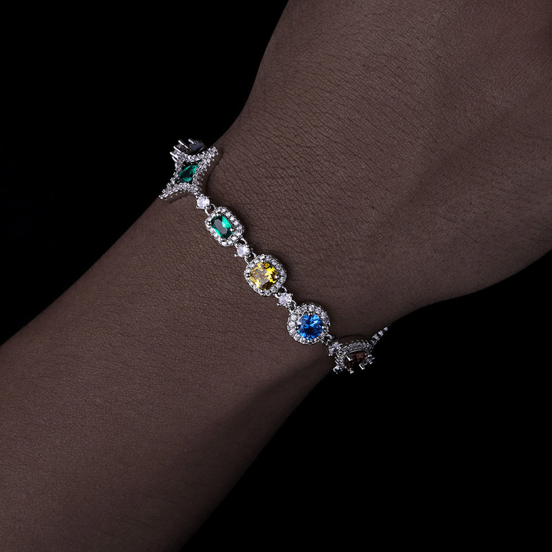 Iced Out 10mm Multi-color Diamonds Bracelet Gold With Street Luxury Shine - Image 4