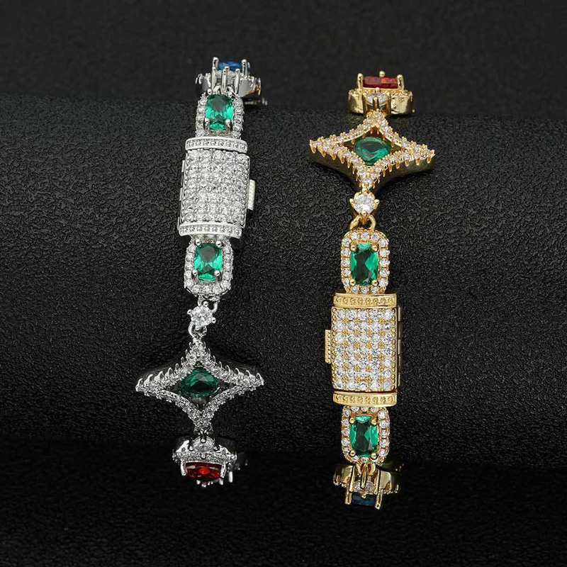 Iced Out 10mm Multi-color Diamonds Bracelet Gold With Street Luxury Shine - Image 6
