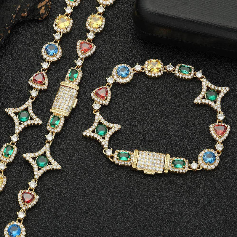 Iced Out 10mm Multi-color Diamonds Bracelet Gold With Street Luxury Shine - Image 8