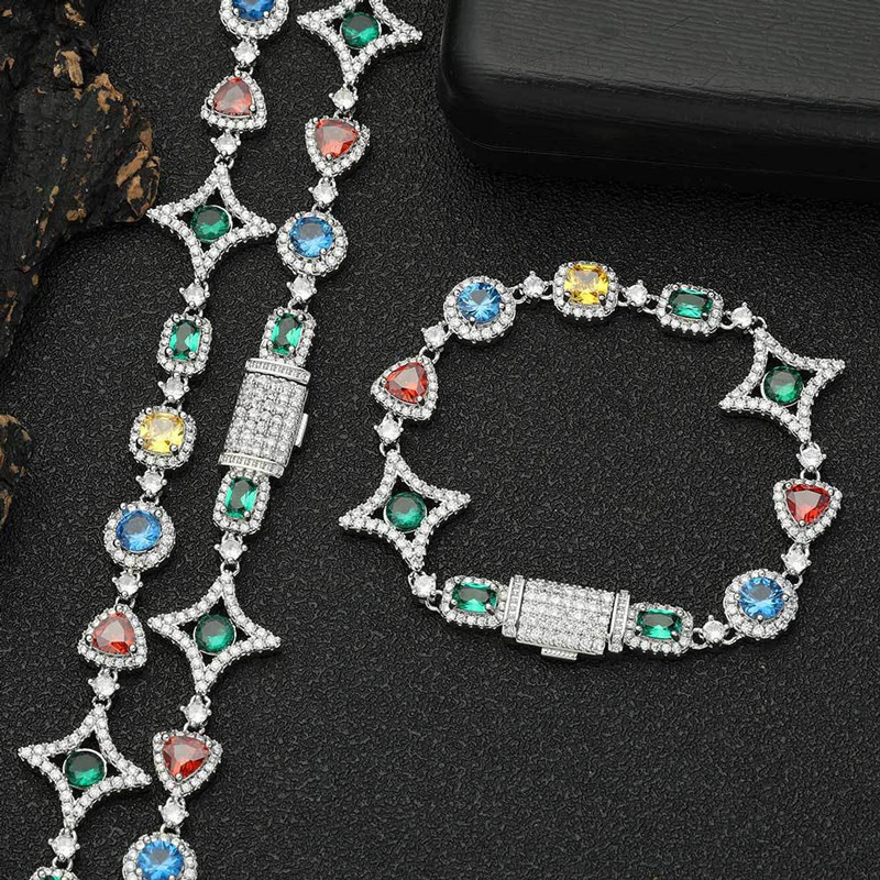 Iced Out 10mm Multi-color Diamonds Bracelet Gold With Street Luxury Shine - Image 9