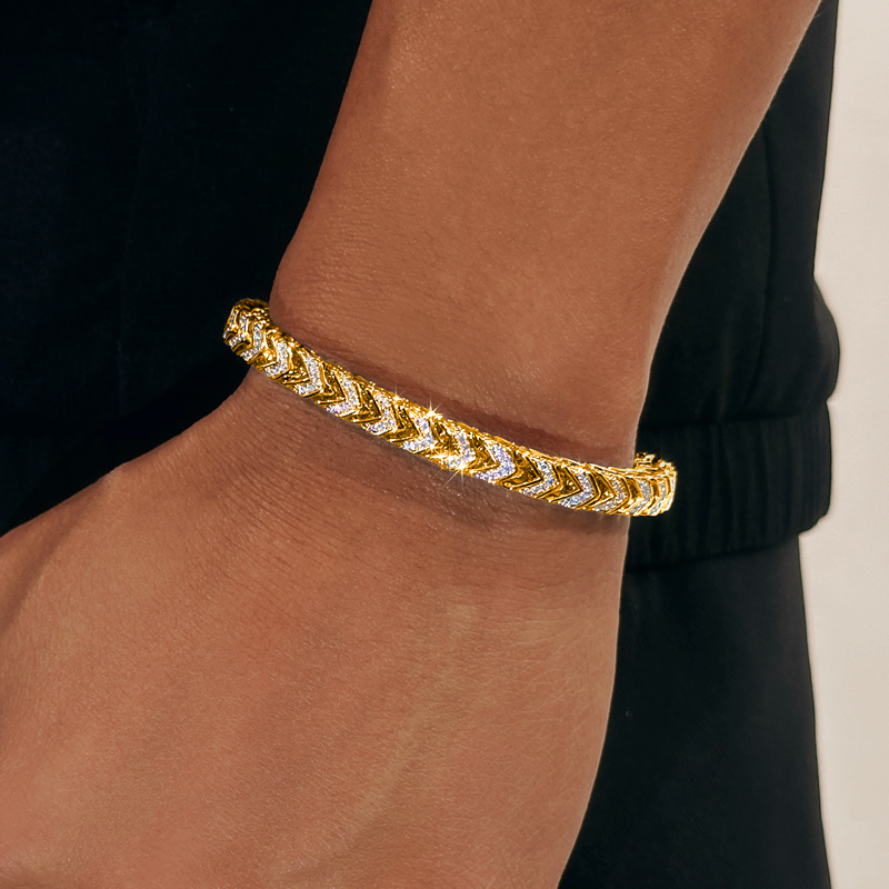 8mm Iced Out 4-sided V-shape Bracelet Gold With Street Luxury Shine - Image 5
