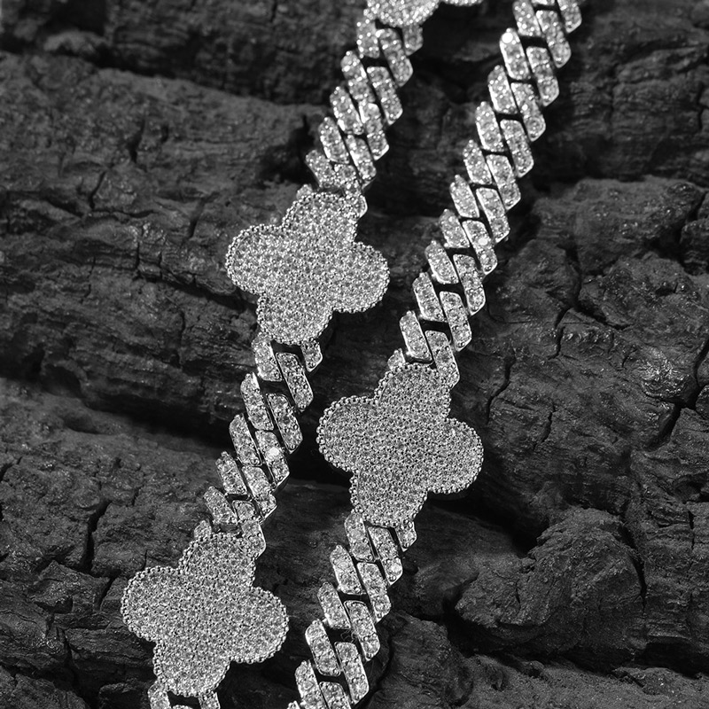 Iced Out Four Leaf Clover Cuban Bracelet Gold With Street Luxury Shine - Image 5