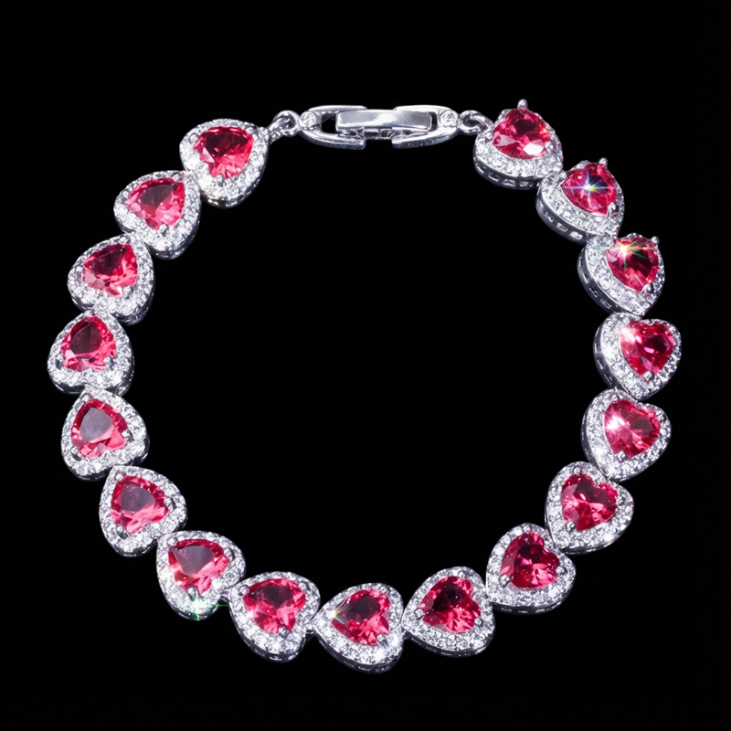 Iced Out Out 7 Heart-shaped Bracelet In White Gold With Gold Shine - Image 3
