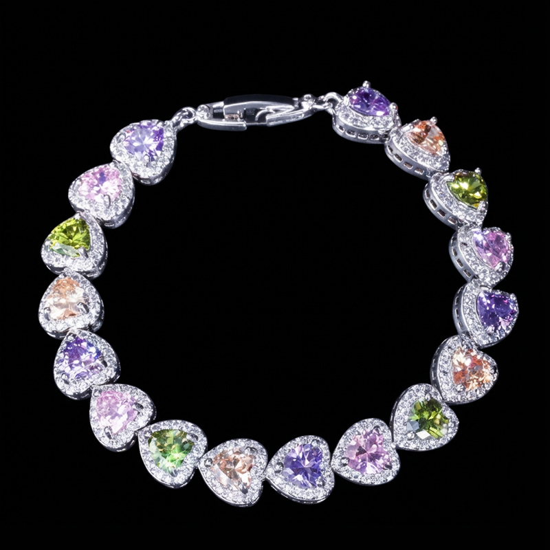Iced Out Out 7 Heart-shaped Bracelet In White Gold With Gold Shine - Image 6