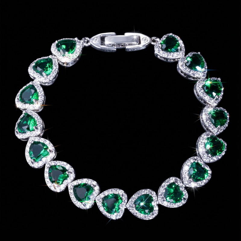 Iced Out Out 7 Heart-shaped Bracelet In White Gold With Gold Shine - Image 7