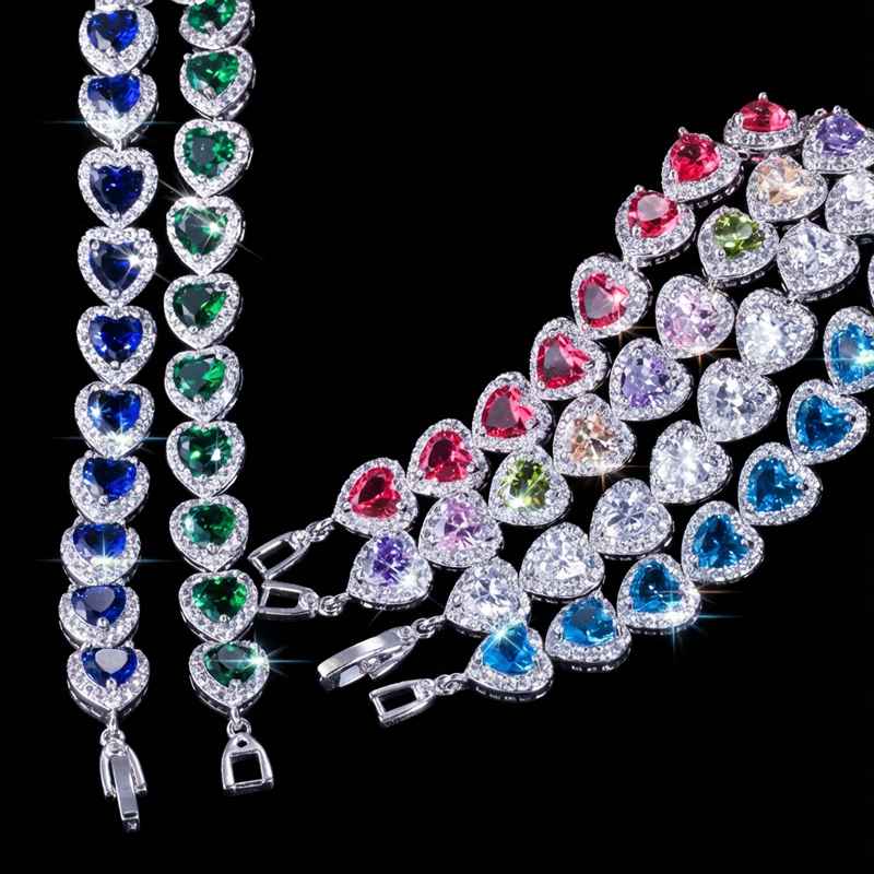 Iced Out Out 7 Heart-shaped Bracelet In White Gold With Gold Shine - Image 9