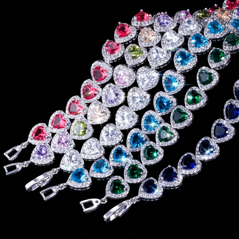 Iced Out Out 7 Heart-shaped Bracelet In White Gold With Gold Shine - Image 10