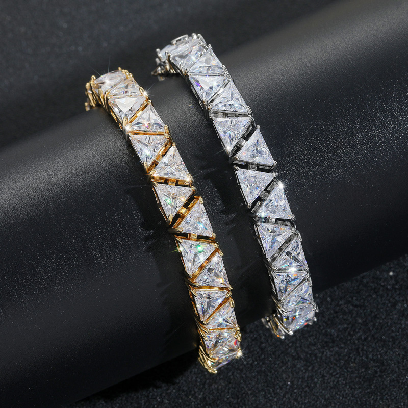 Iced Out 9mm Triangle Stone Tennis Bracelet Gold With Street Luxury Shine