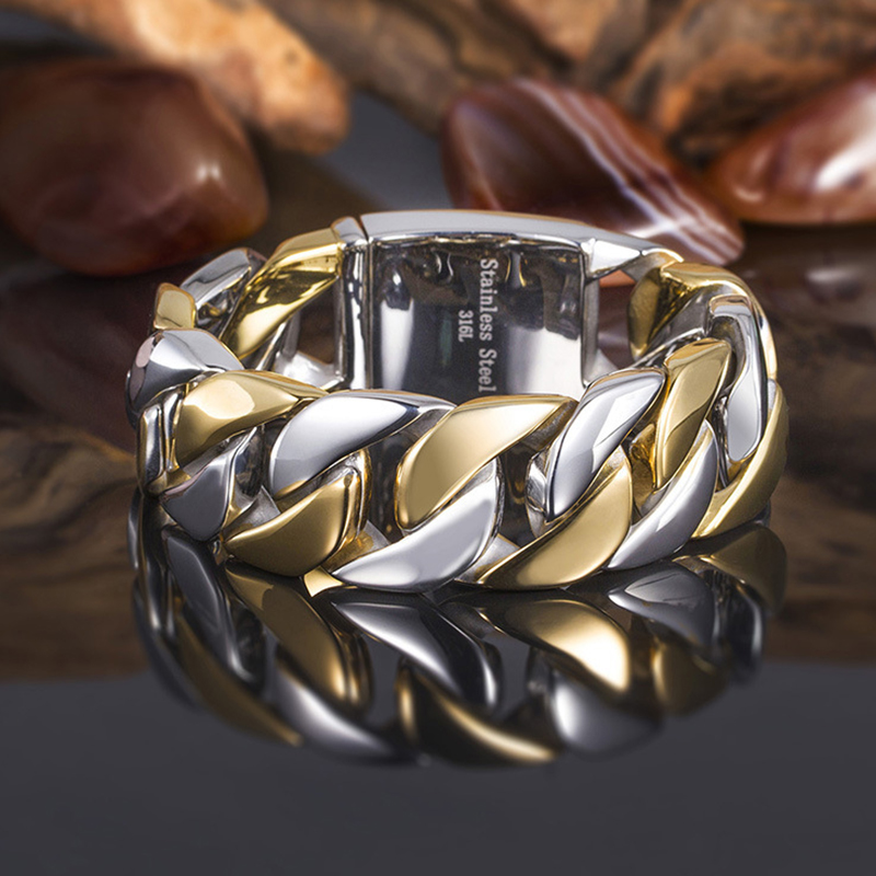 26mm 316l Stainless Steel Cuban Bracelet Silver With Street Luxury Shine