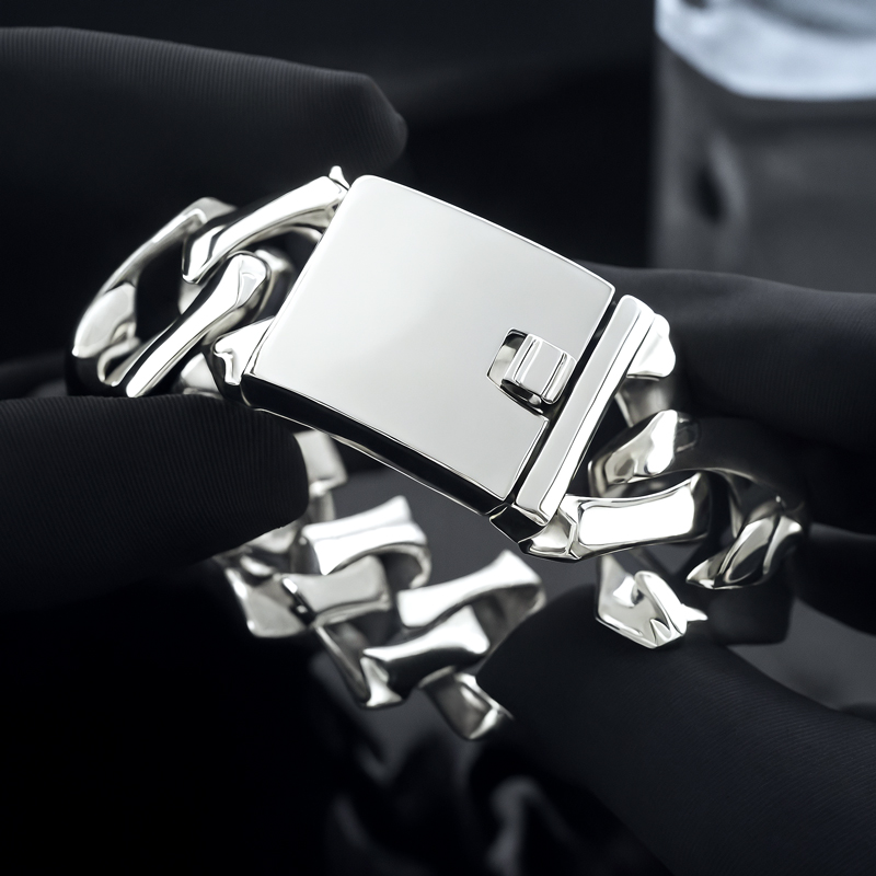 32mm 316l Stainless Steel Bone Cuban Bracelet With Street Luxury Shine - Image 3