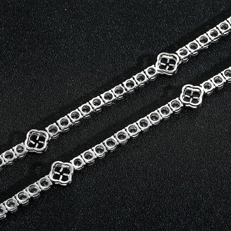 Iced Out Out Four Leaf Black Clover Tennis Bracelet Gold - Image 6