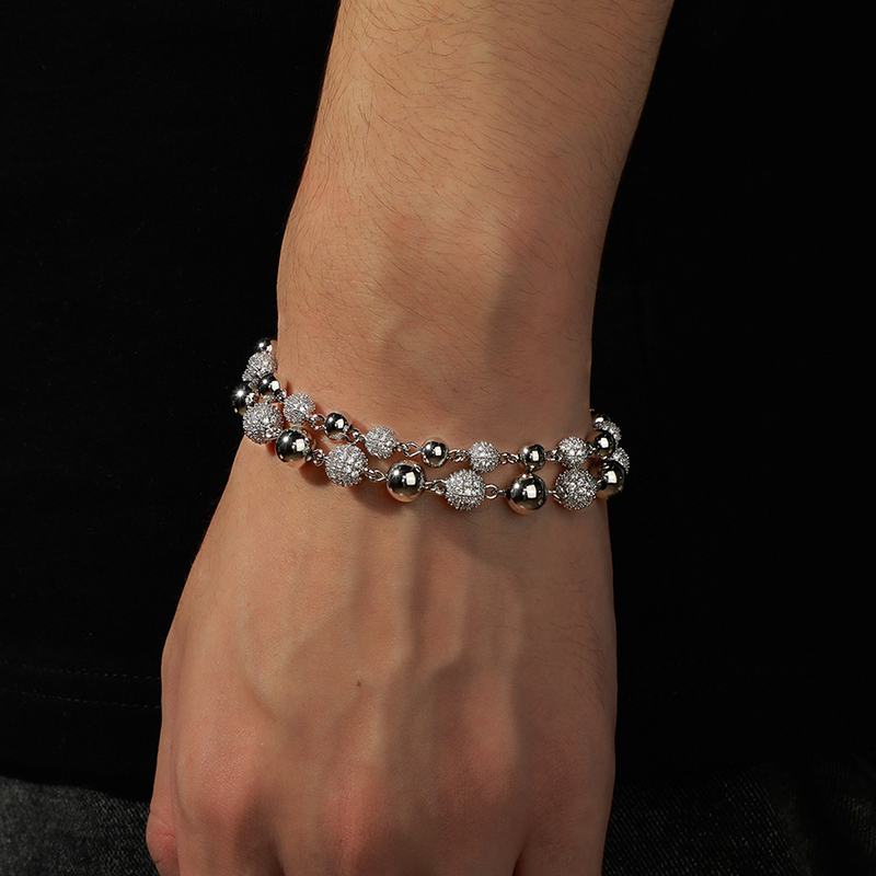 6mm/8mm Iced Out Beads Bracelet Gold With Street Luxury Shine - Image 3