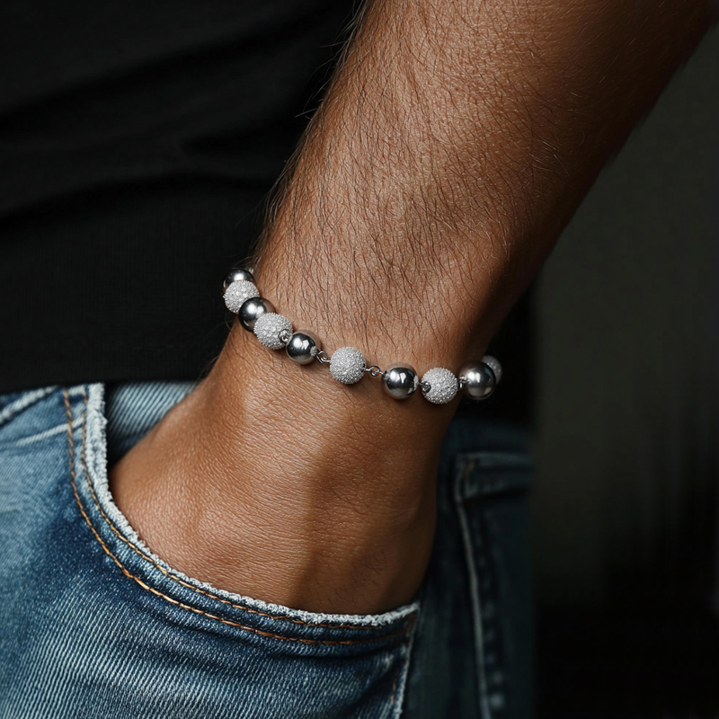 6mm/8mm Iced Out Beads Bracelet Gold With Street Luxury Shine - Image 4