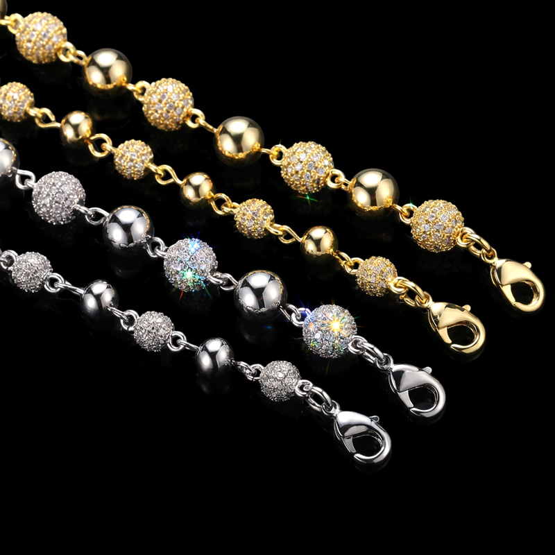 6mm/8mm Iced Out Beads Bracelet Gold With Street Luxury Shine - Image 6