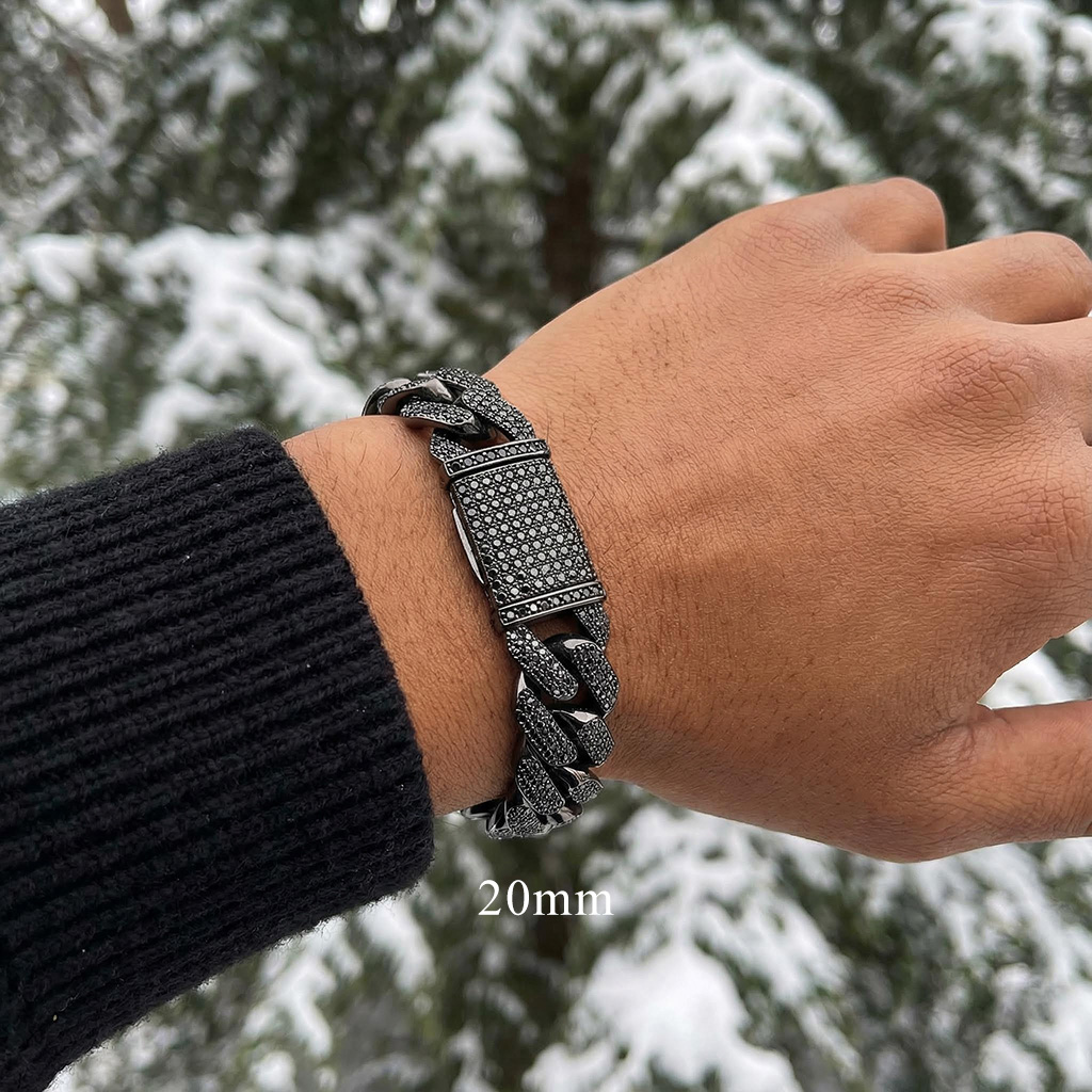 Bold 10mm/13mm/15mm/20mm Iced Out Miami Cuban Bracelet In Black Gold - Image 3