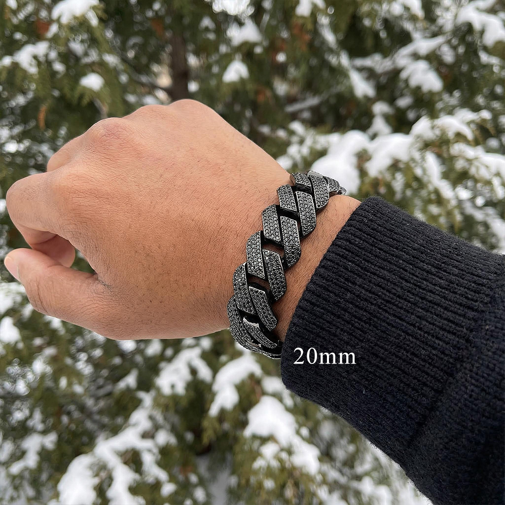 Bold 10mm/13mm/15mm/20mm Iced Out Miami Cuban Bracelet In Black Gold - Image 4