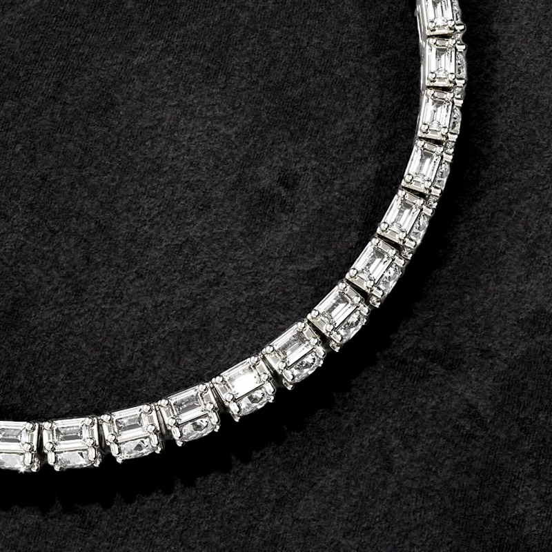 5mm Emerald Cut Sides Round Cut Tennis Bracelet With Iced Out Shine - Image 3
