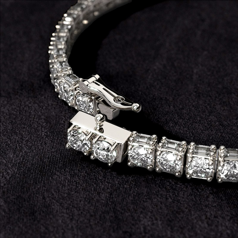5mm Emerald Cut Sides Round Cut Tennis Bracelet With Iced Out Shine - Image 5