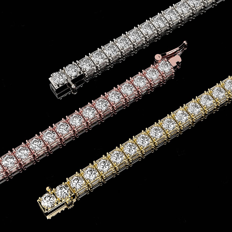 5mm Emerald Cut Sides Round Cut Tennis Bracelet With Iced Out Shine - Image 7