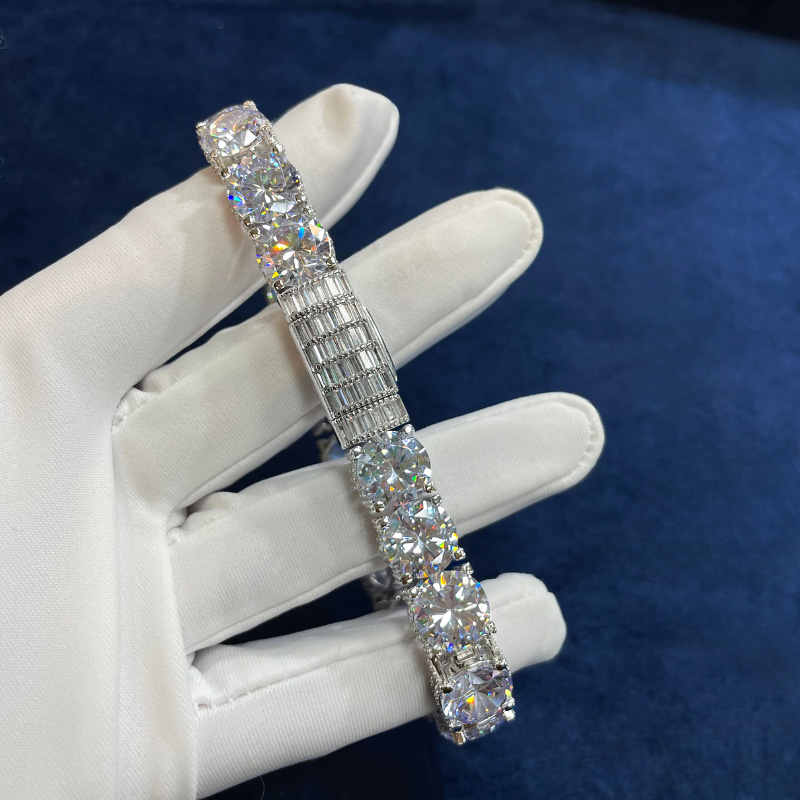 10mm Iced Out Out Side With Diamonds Tennis Bracelet Gold - Image 4