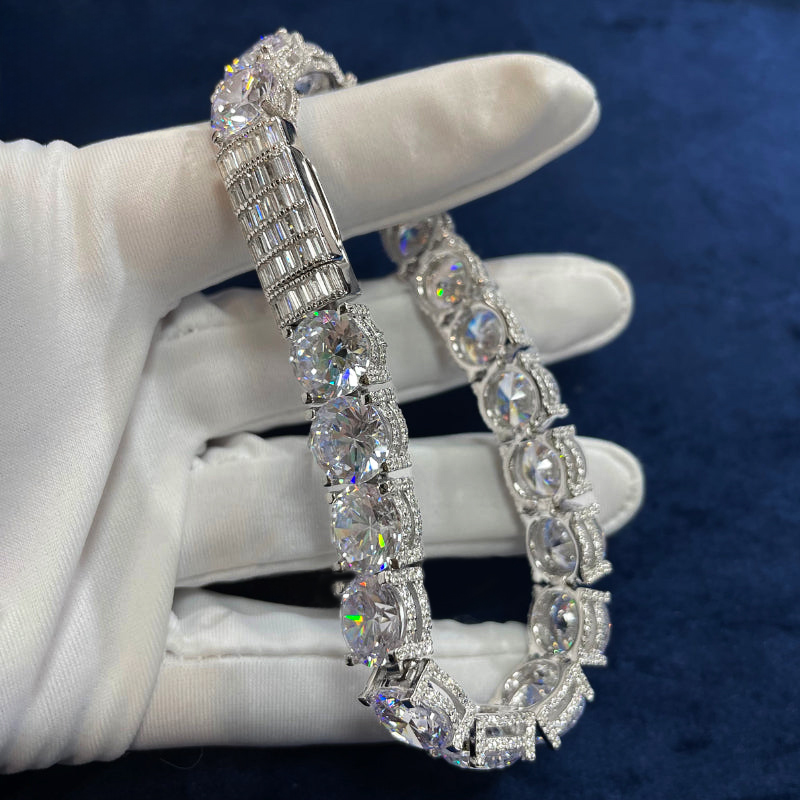 10mm Iced Out Out Side With Diamonds Tennis Bracelet Gold - Image 5