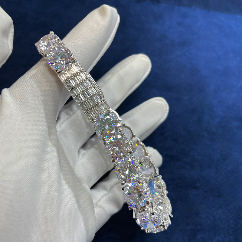 10mm Iced Out Out Side With Diamonds Tennis Bracelet Gold - Image 6
