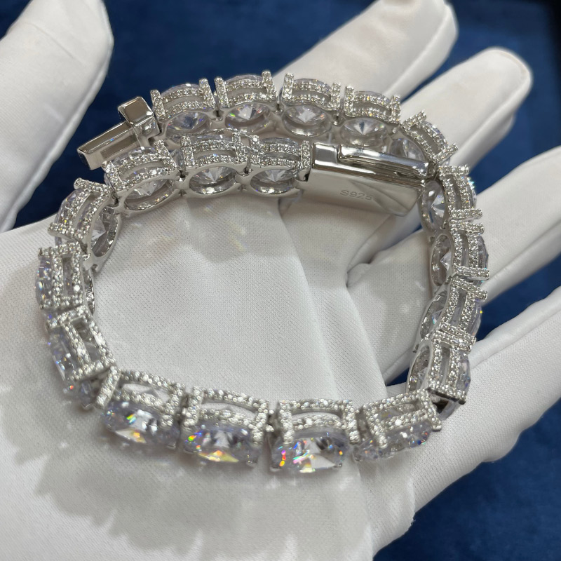 10mm Iced Out Out Side With Diamonds Tennis Bracelet Gold - Image 7