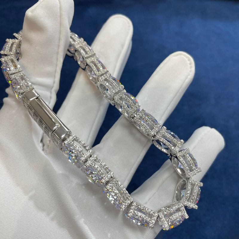 10mm Iced Out Out Side With Diamonds Tennis Bracelet Gold - Image 8