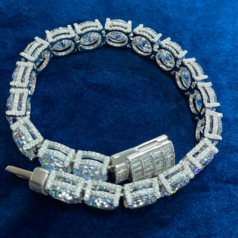 10mm Iced Out Out Side With Diamonds Tennis Bracelet Gold