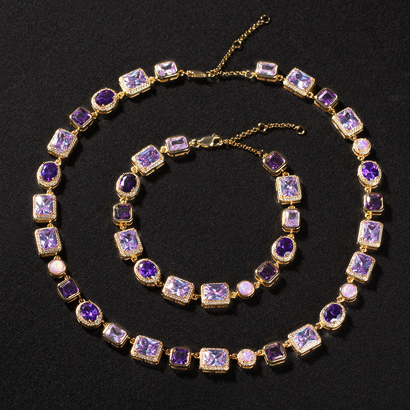 10mm Purple Geometric Gemstone Bracelet Silver With Street Luxury Shine - Image 7