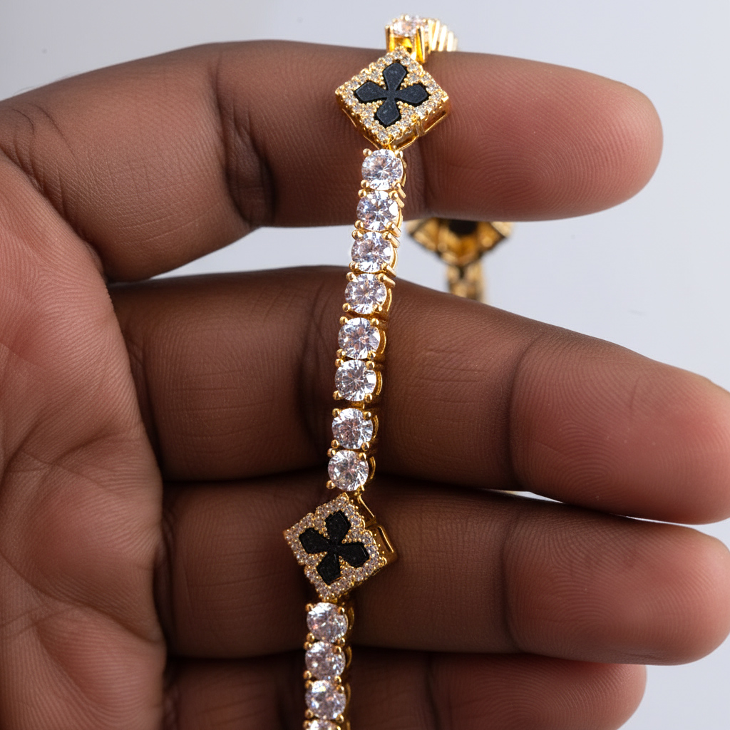 Iced Out Out Four Leaf Clover Tennis Bracelet With Street Luxury Shine - Image 3