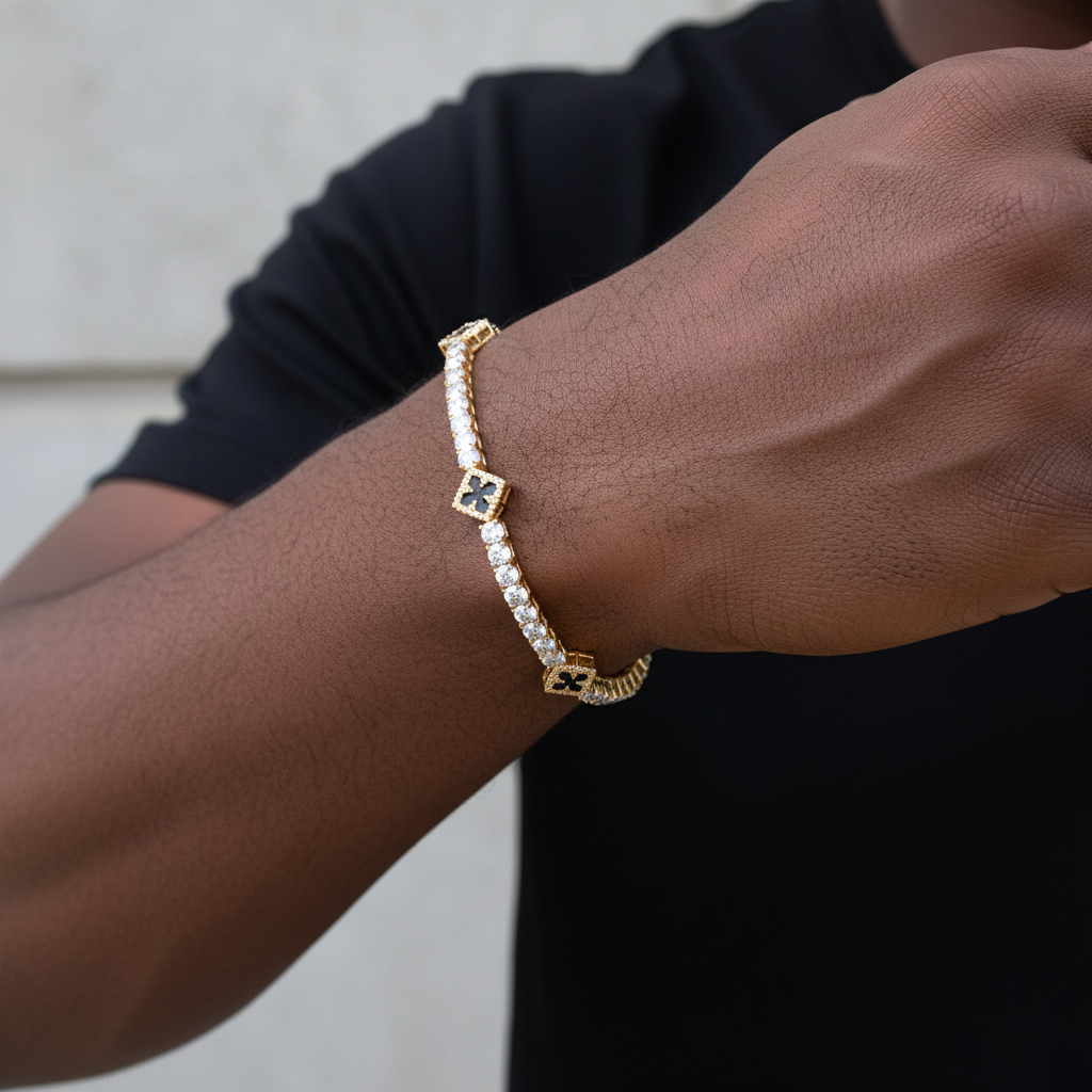 Iced Out Out Four Leaf Clover Tennis Bracelet With Street Luxury Shine - Image 4