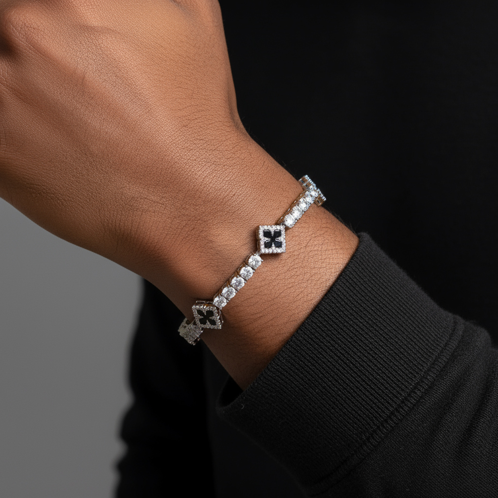 Iced Out Out Four Leaf Clover Tennis Bracelet With Street Luxury Shine - Image 5