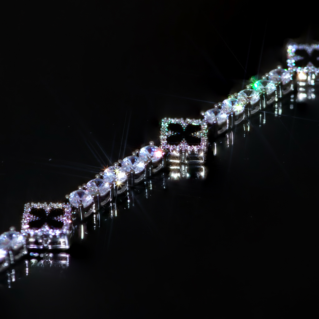 Iced Out Out Four Leaf Clover Tennis Bracelet With Street Luxury Shine - Image 6