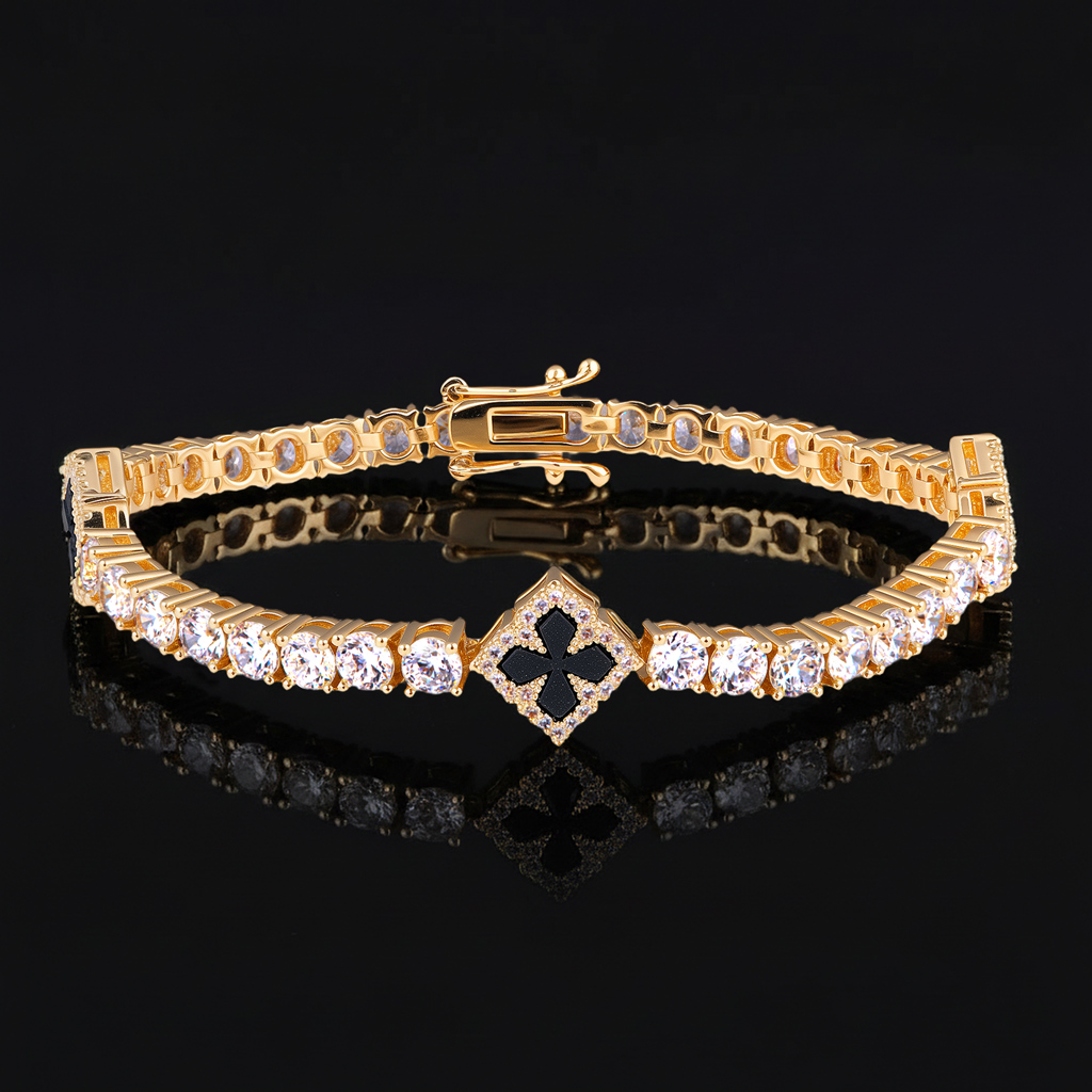 Iced Out Out Four Leaf Clover Tennis Bracelet With Street Luxury Shine