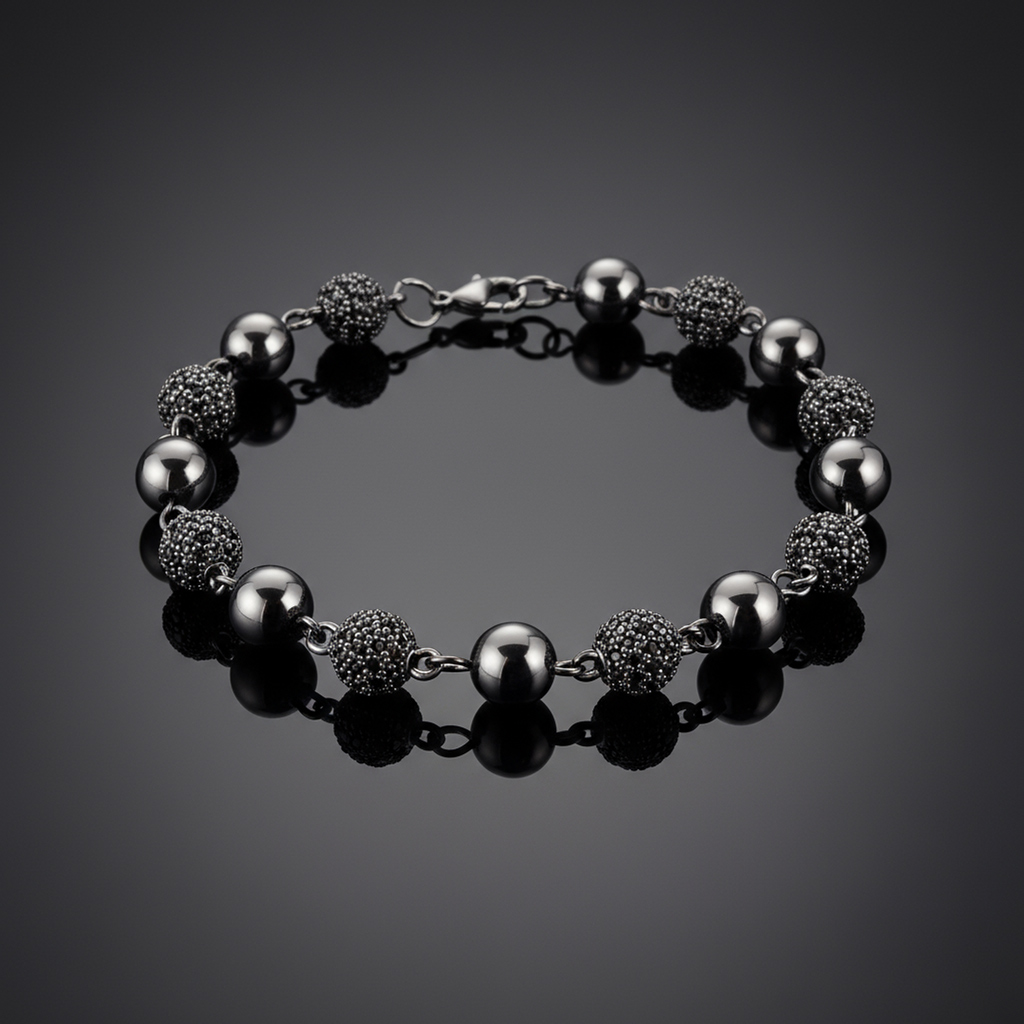 8mm Iced Out Beads Bracelet In Black Gold Plated With Street Luxury Shine - Image 3