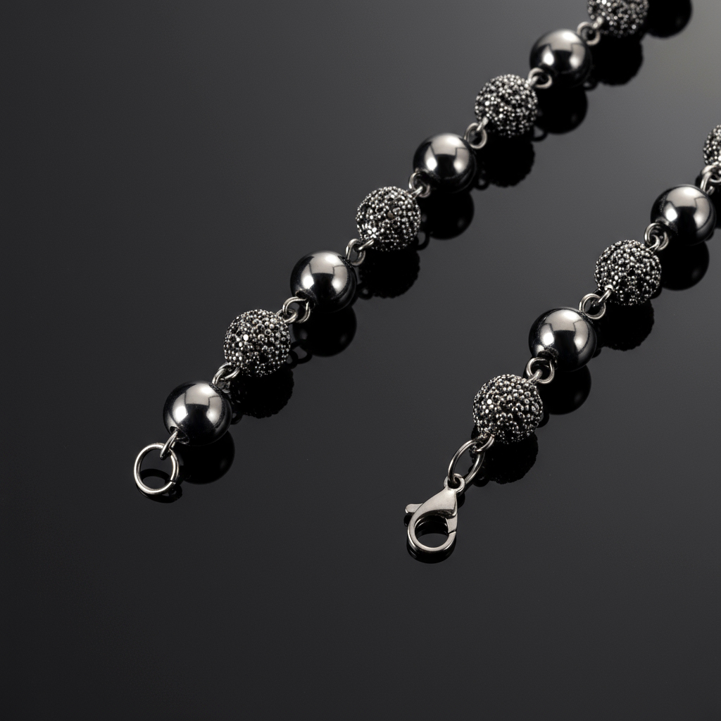 8mm Iced Out Beads Bracelet In Black Gold Plated With Street Luxury Shine - Image 5