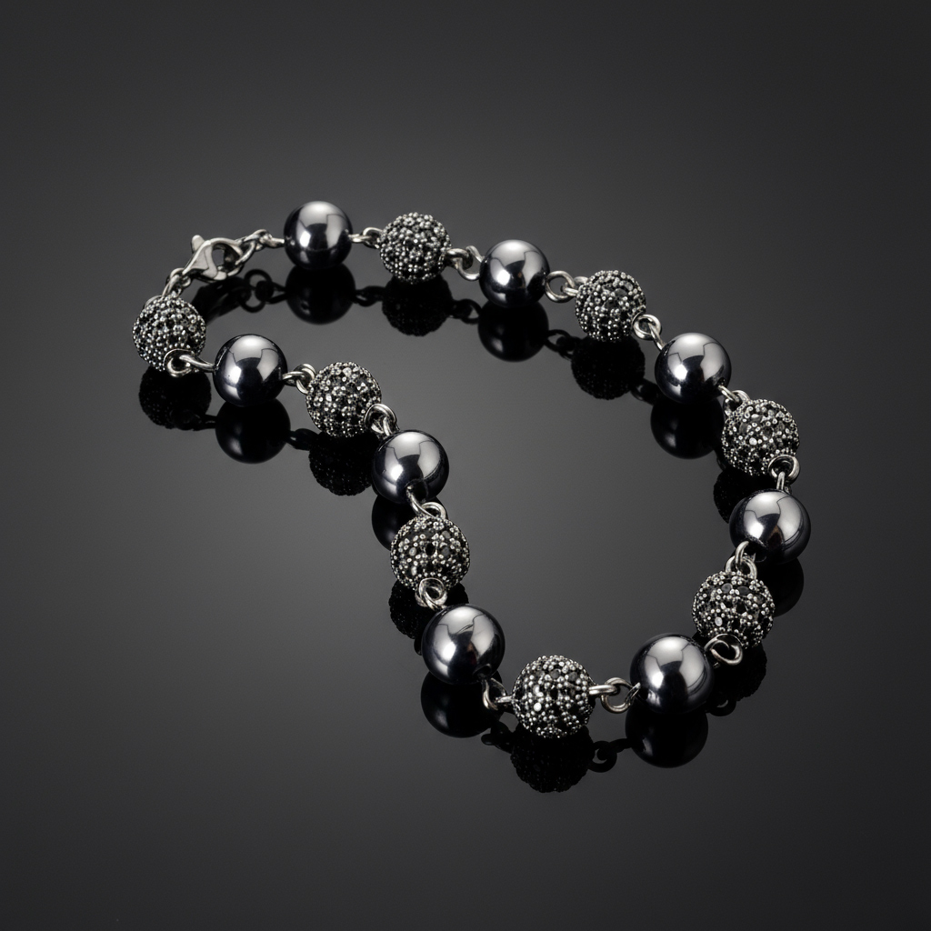 8mm Iced Out Beads Bracelet In Black Gold Plated With Street Luxury Shine - Image 7