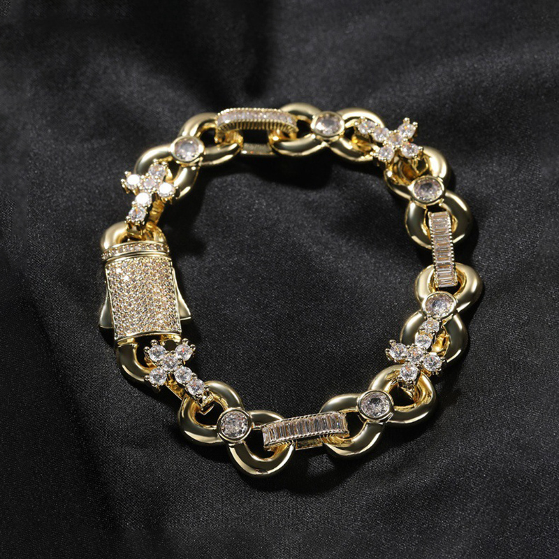Iced Out Out 12mm Baguette Cut Infinite Cross Bracelets Silver - Image 5