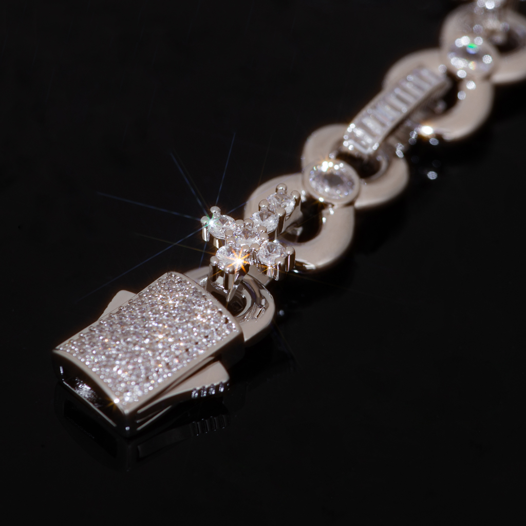 Iced Out Out 12mm Baguette Cut Infinite Cross Bracelets Silver - Image 6