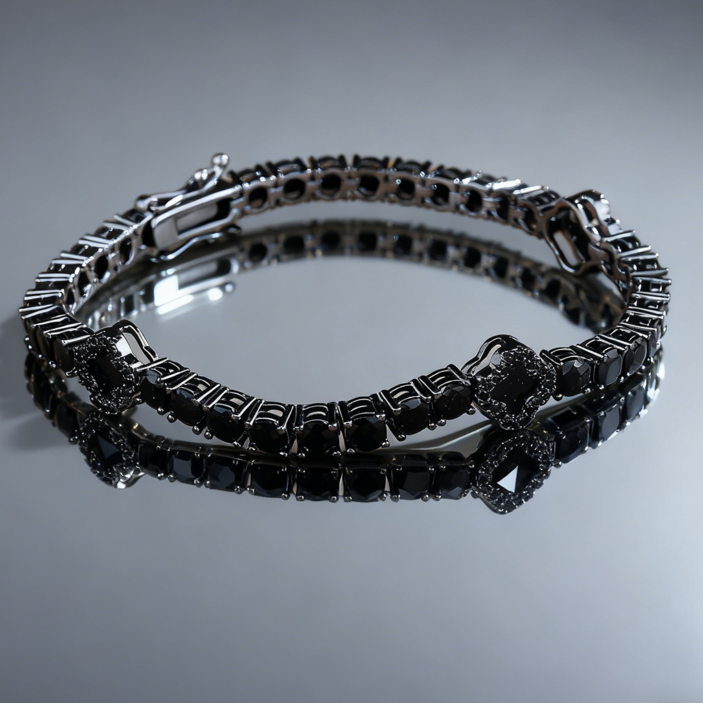 Iced Out Out Black Four Leaf Clover Tennis Bracelet With Bold Premium Edge - Image 7