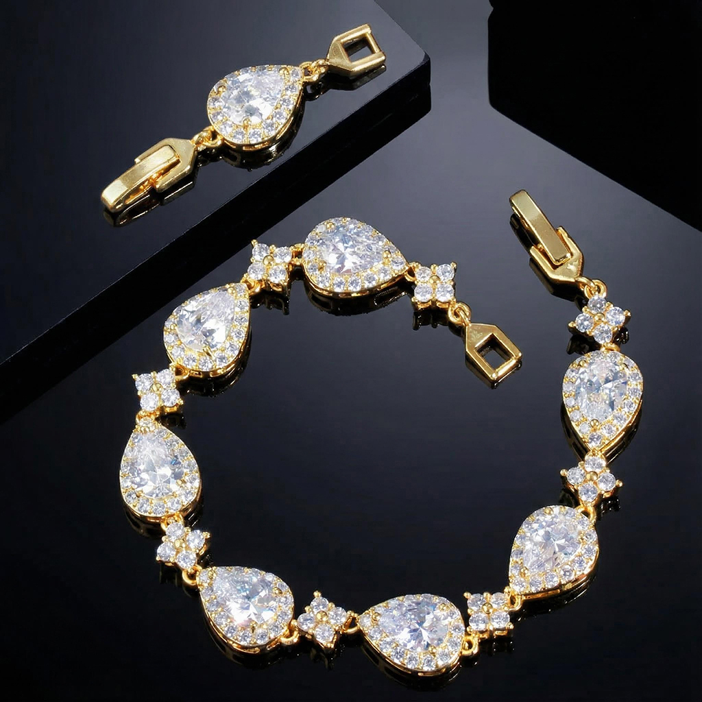 9mm Iced Out Out Pear Cut Four Leaf Clover Tennis Bracelet Silver - Image 7
