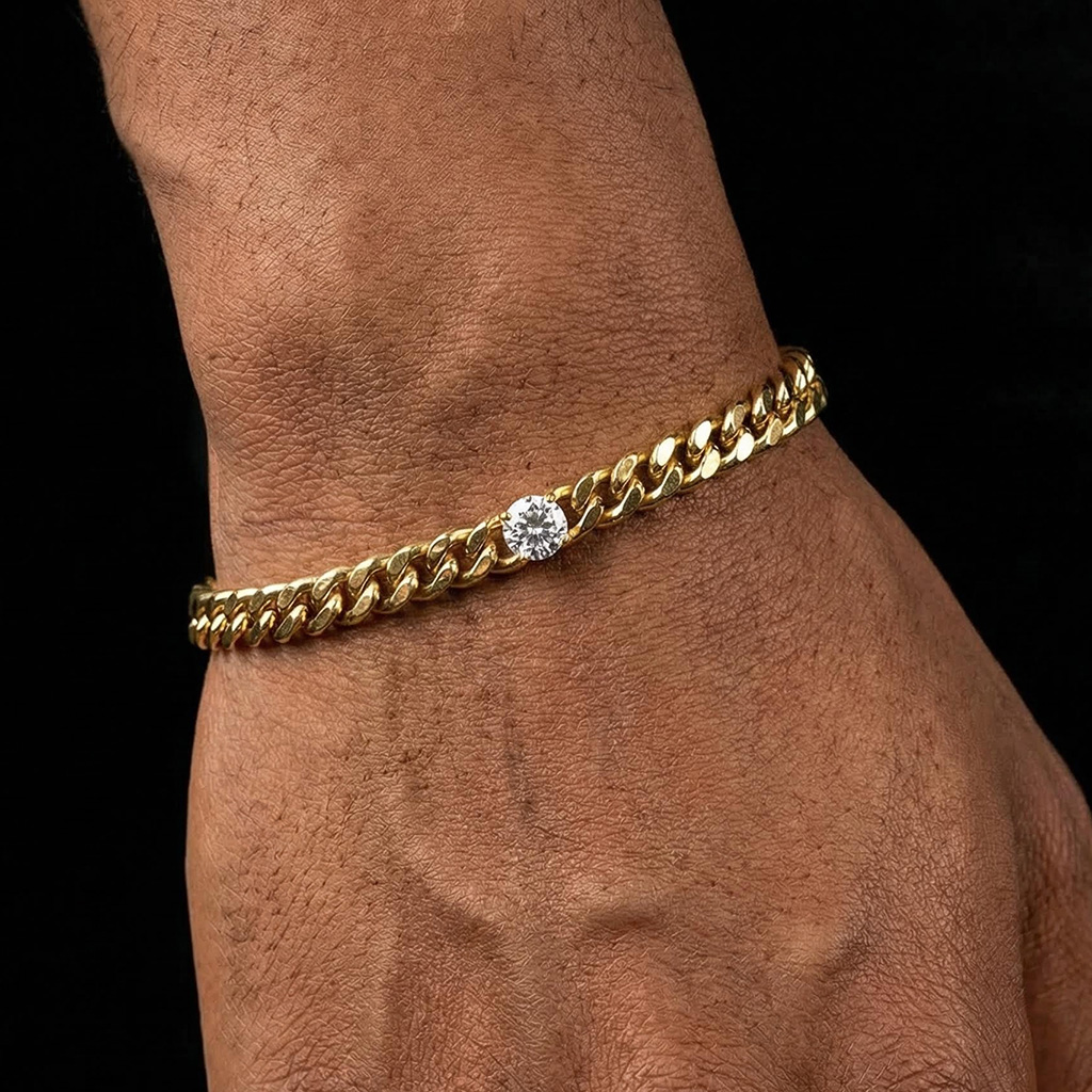 6mm Round Diamond Cuban Bracelet In Gold Iced Out Shine With Street Luxury - Image 4