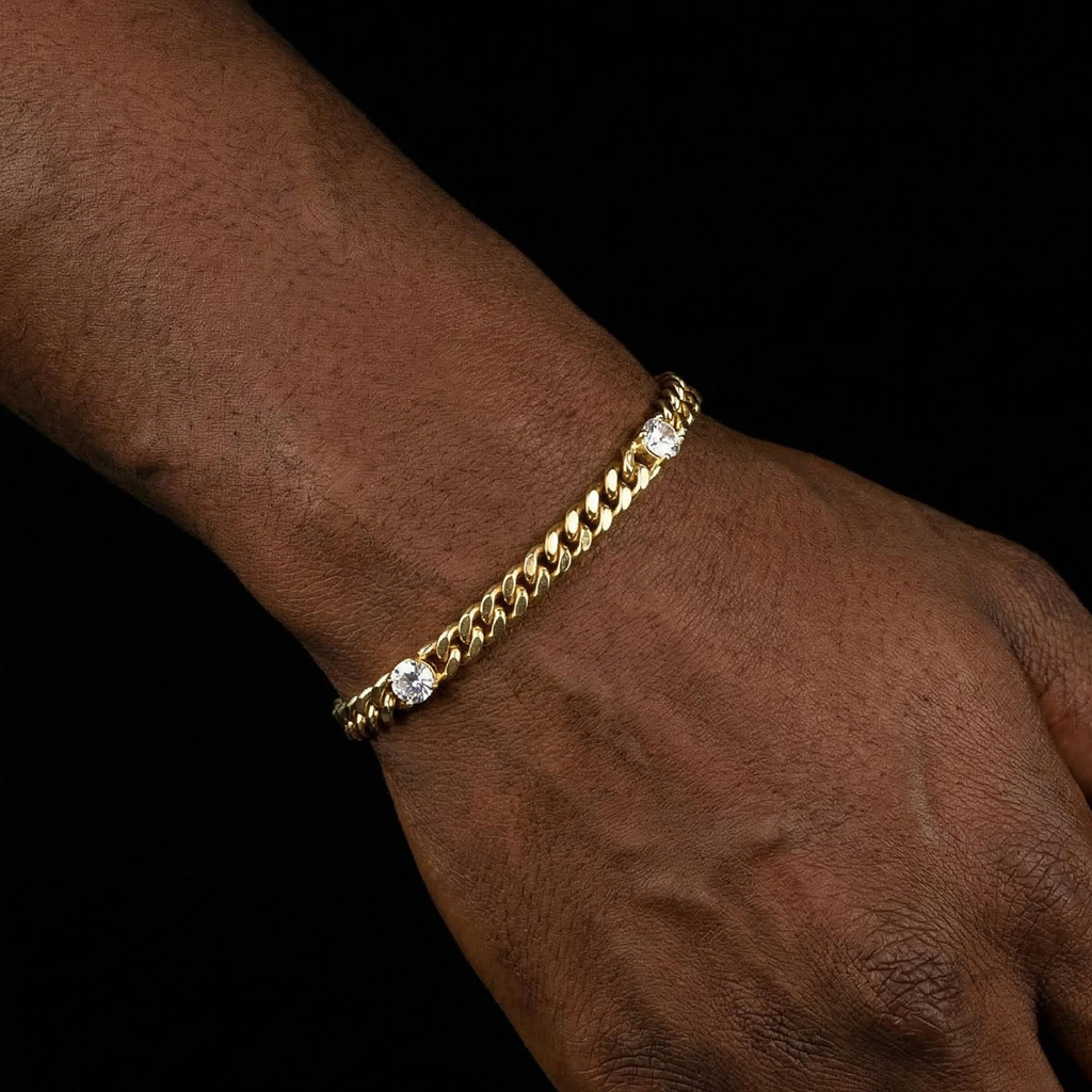 6mm Round Diamond Cuban Bracelet In Gold Iced Out Shine With Street Luxury